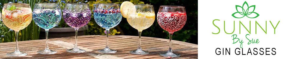 Sunny By Sue Hand Decorated Gin Glasses